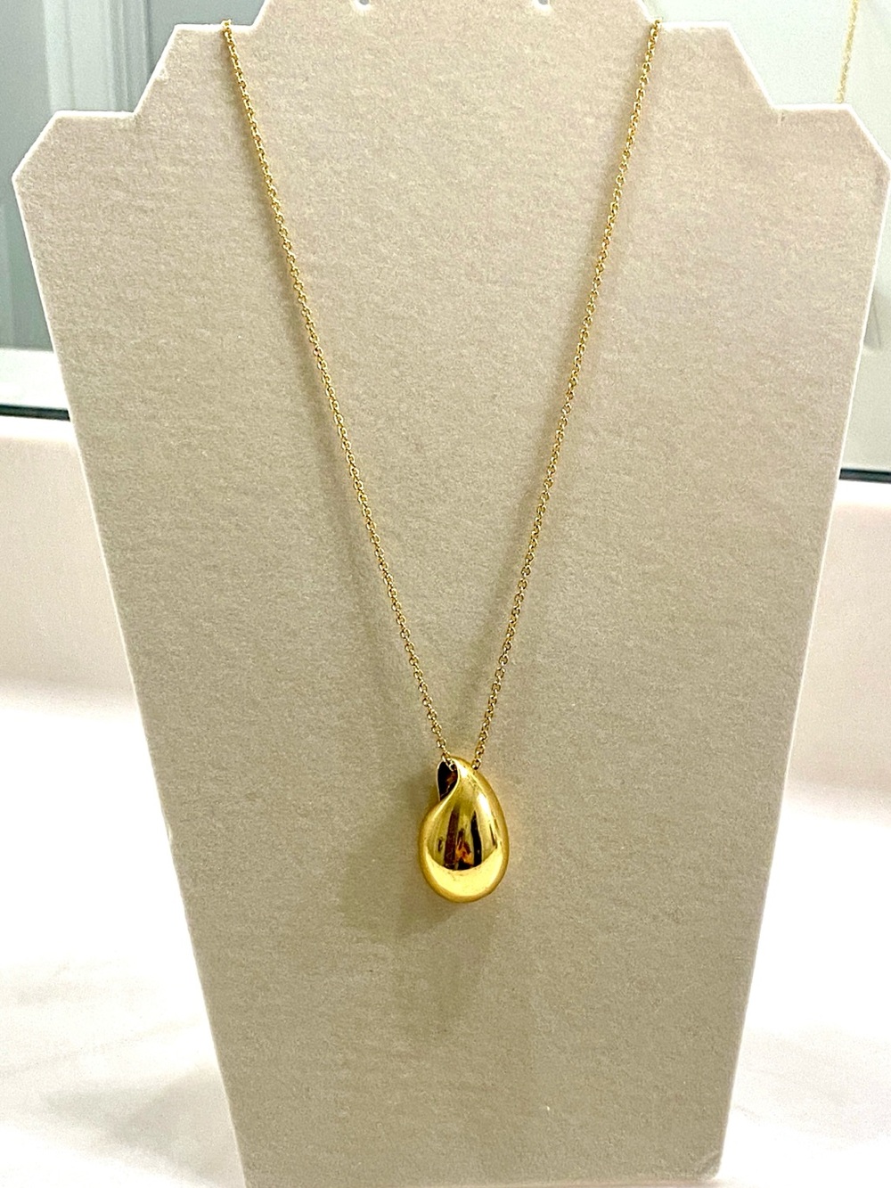 J.Crew Sculptural Teardrop Pendant Necklace Shiny Gold Liquid Droplet Minimalist